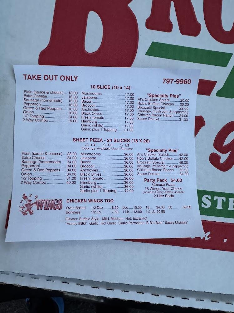 Brozzetti's Pizza Menu image 1